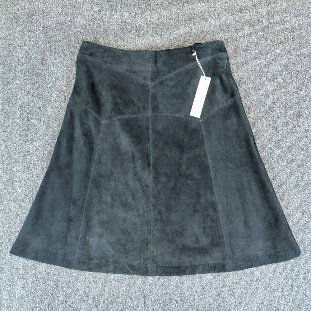 White House Black Market Classic Suede A-Line Skirt Women 2 Black Leather NWT